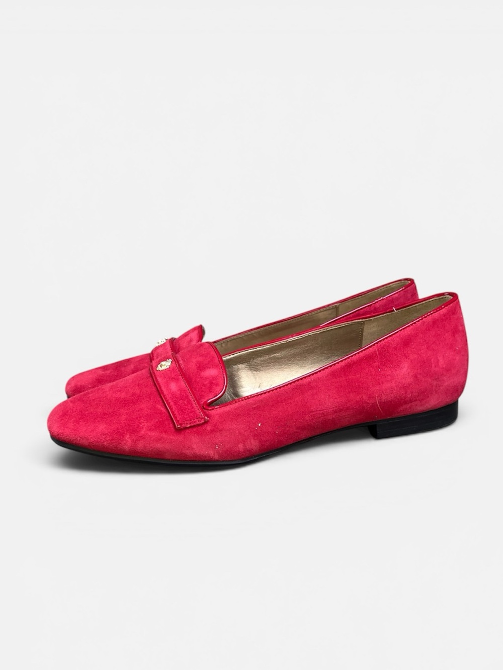 Anne Klein iFlex Akidara Red Suede Smoking Loafer Flat Size 8